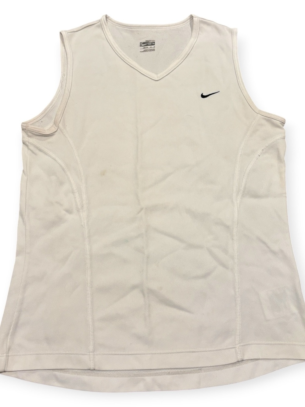 Nike Fit Dry White V-Neck Athletic Tank Top Size Medium